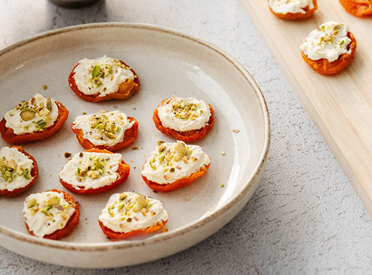 Gourmet NZ Apricots with Whipped Coconut Cream & Pistachios